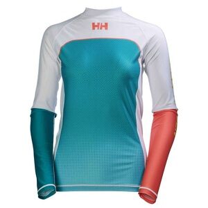 Helly Hansen Rider Rash Guard in Turquoise, Orange, and White - Size Medium